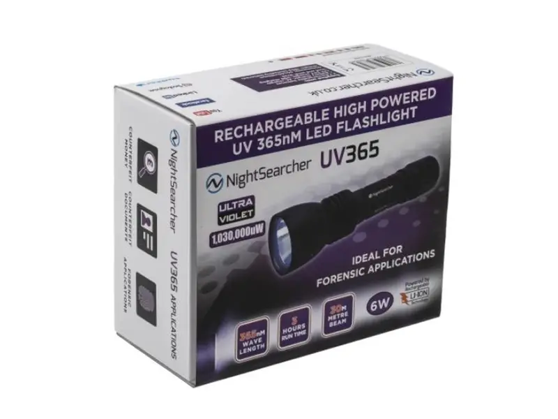 Nightsearcher UV LED 365 zaklamp oplaadbaar ultraviolet 365nm