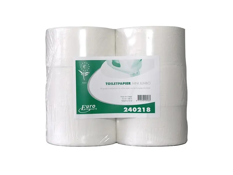 Europroducts toiletpapier Mini Jumbo 2-laags tissue recycled 720 vel wit