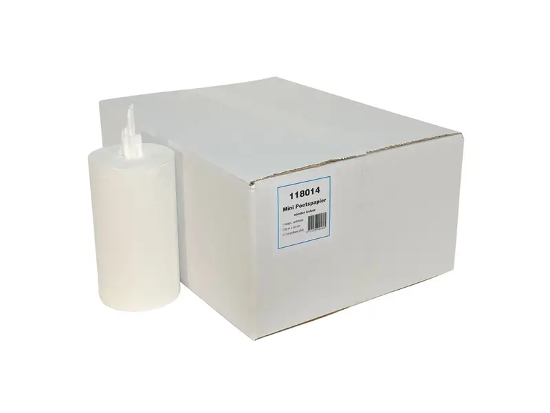 Euro Products poetsrol mini kokerloos cellulose 1-laags 120 meter wit