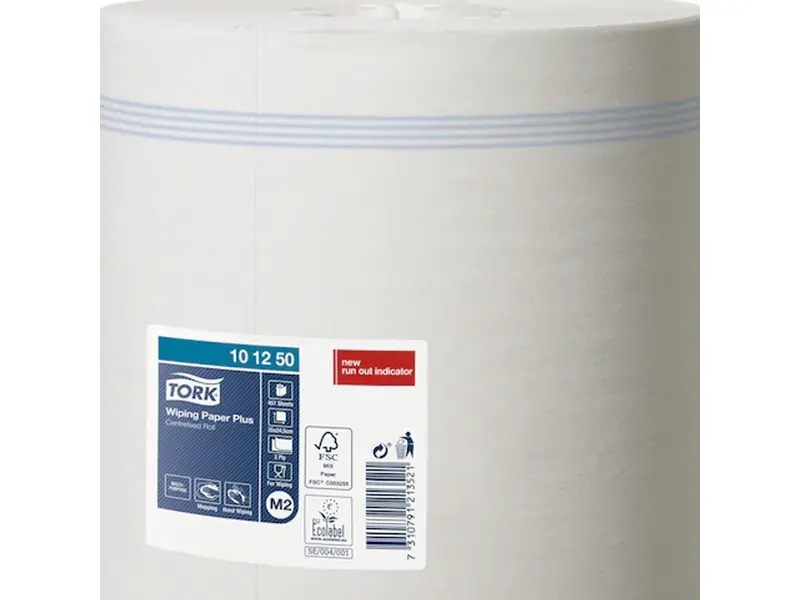 Tork Wiping Paper Plus poetsrol midi M2 2-laags 160 meter wit