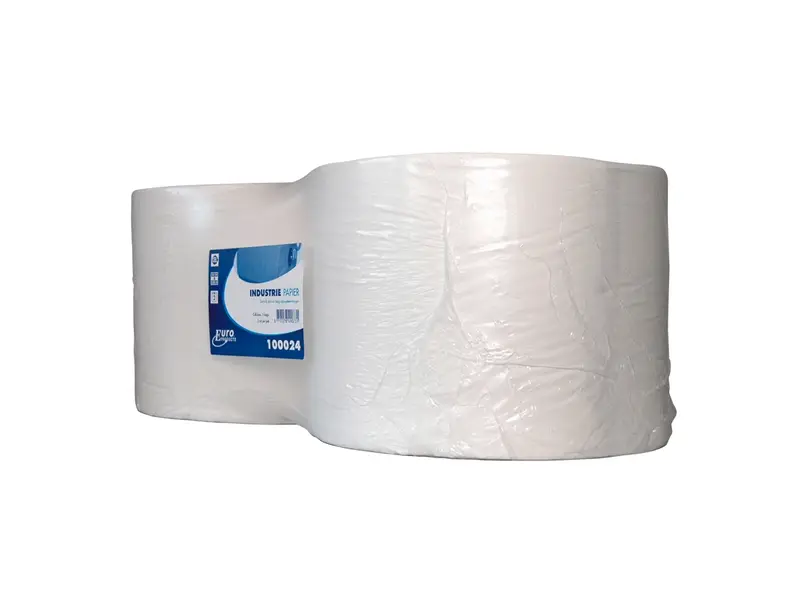 Euro Products poetspapier industrierol 1-laags cellulose 1000 meter wit