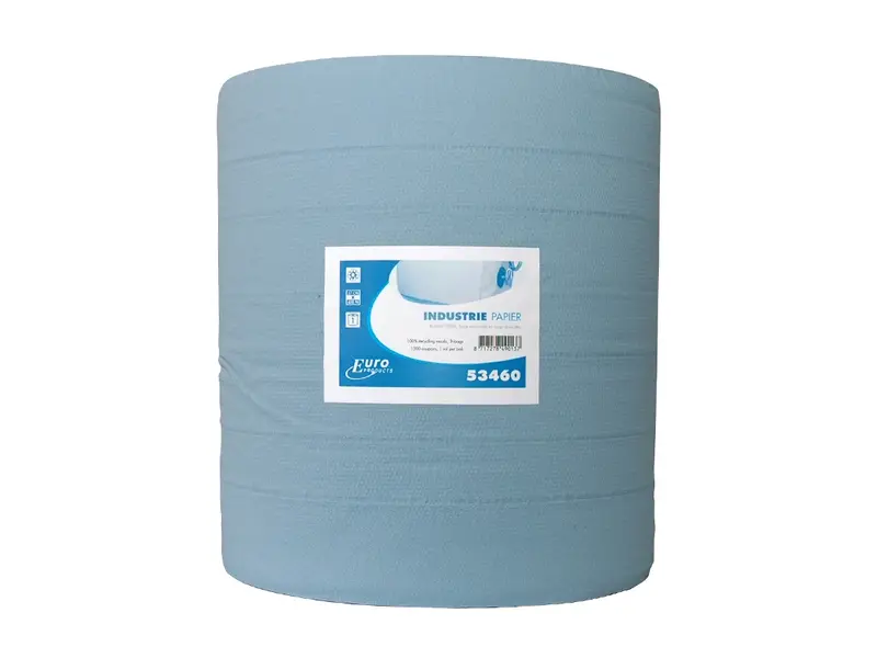 Euro Products poetspapier industrierol 3-laags recycled 400 meter blauw