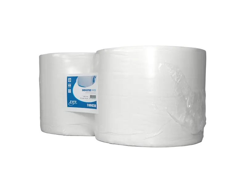 Euro Products poetspapier industrierol 2-laags cellulose 380 meter wit