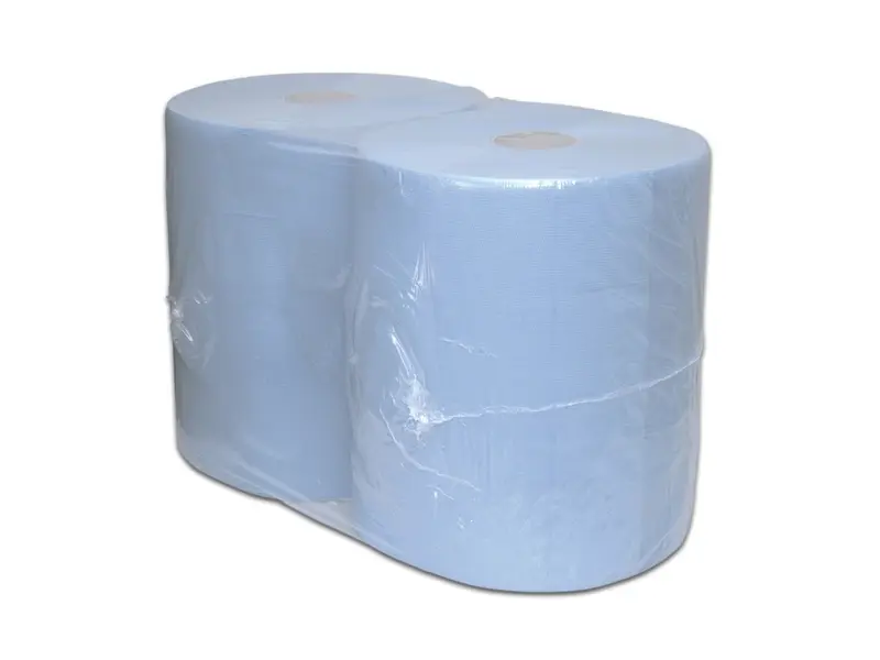 Euro Products poetspapier industrierol 2-laags verlijmd recycled 380 meter blauw