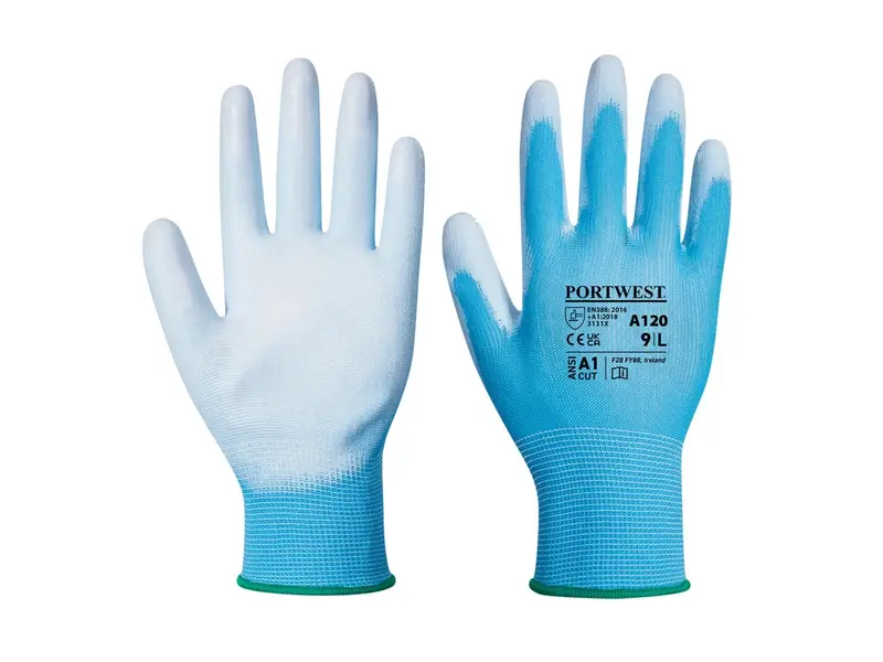 Portwest A120 handschoen PU coating mechanische bescherming blauw