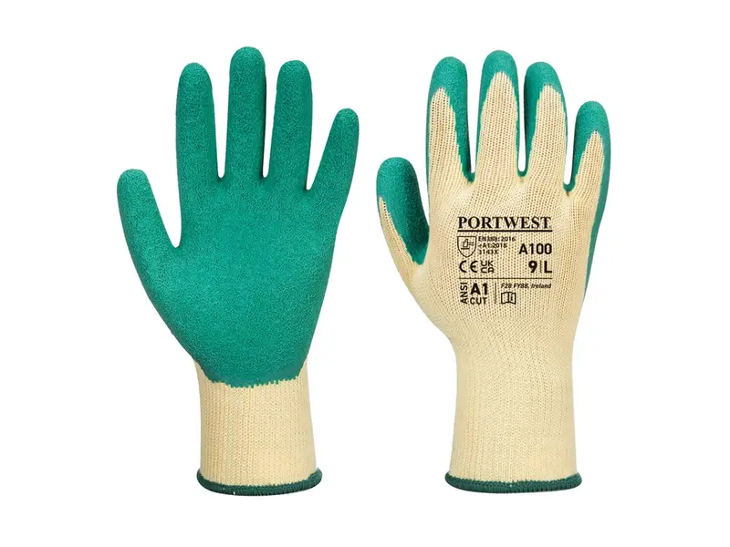 Portwest A100GN handschoen latex mechanische bescherming groen/geel