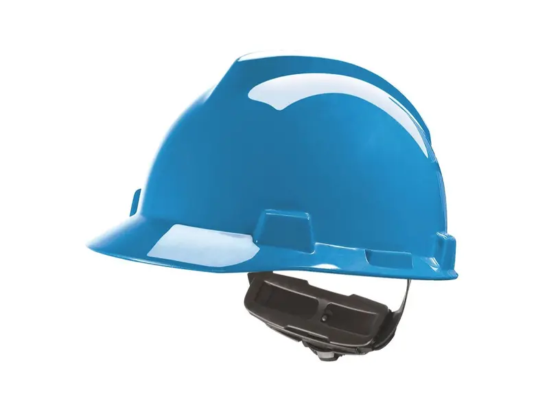 MSA V-Gard veiligheidshelm HDPE 4-punt draaiknop blauw