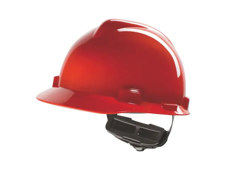 MSA V-Gard veiligheidshelm HDPE 4-punt draaiknop rood