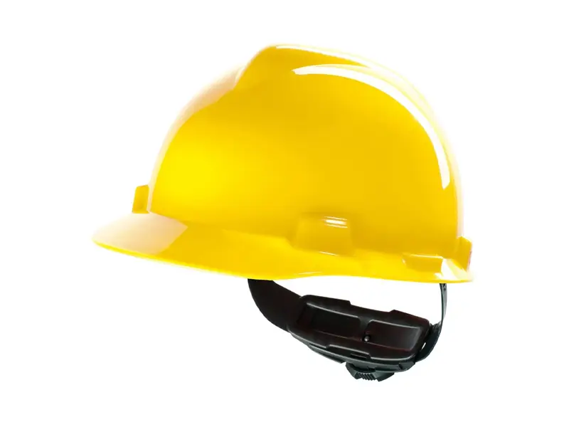 MSA V-Gard veiligheidshelm HDPE 4-punt draaiknop geel
