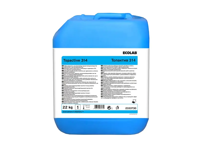 Ecolab Topactive 314 sterk alkalisch chloorhoudend reinigingsmiddel 22 kg