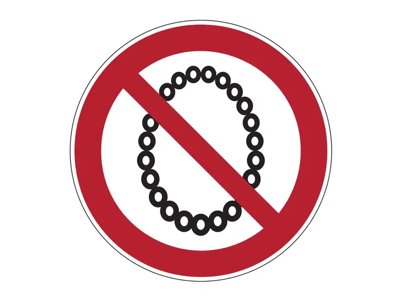 Sticker verboden halskettingen te dragen PIC 648