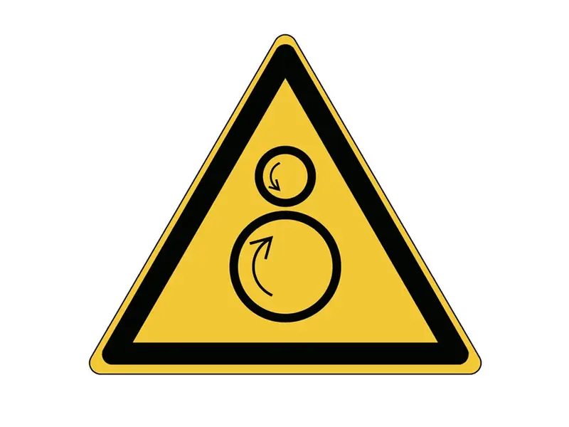 Sticker opgepast voor roterende delen! DIN 4844 100 mm