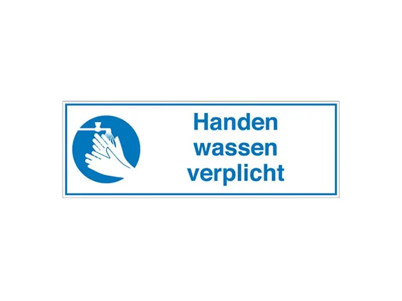 Sticker handen wassen verplicht STN 667