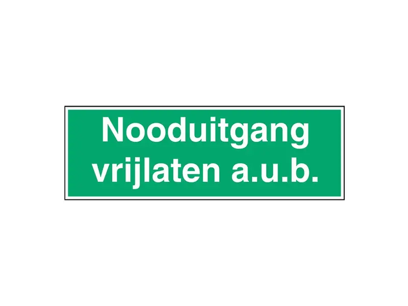 Sticker nooduitgang vrijlaten a.u.b.