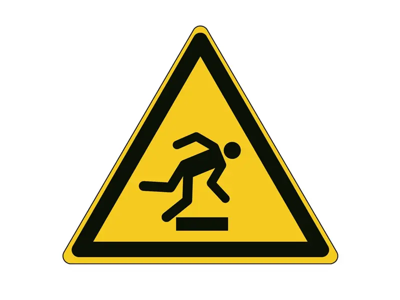 Sticker waarschuwing struikelgevaar W007 100x87 mm