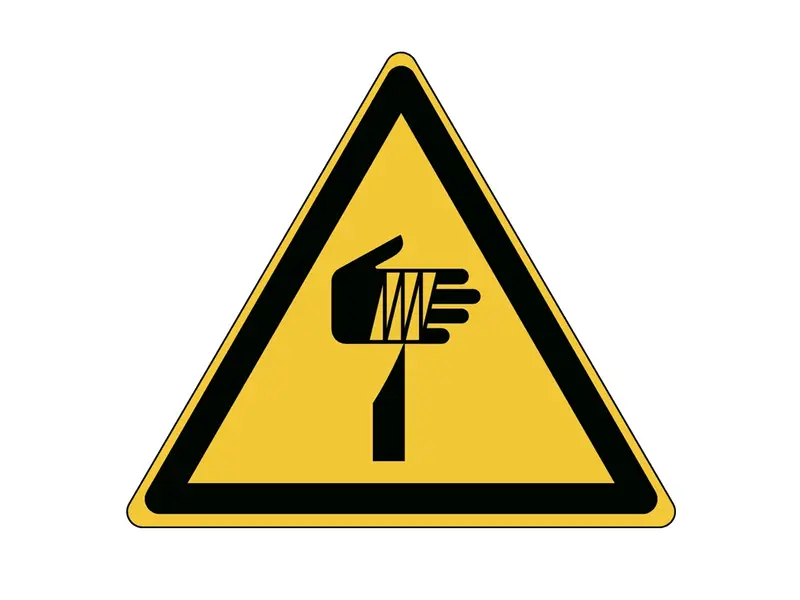 Sticker waarschuwing: gevaar scherpe elementen W022 200 mm