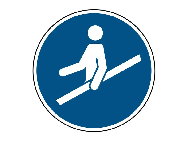 Sticker hand aan de reling verplicht M012 rond