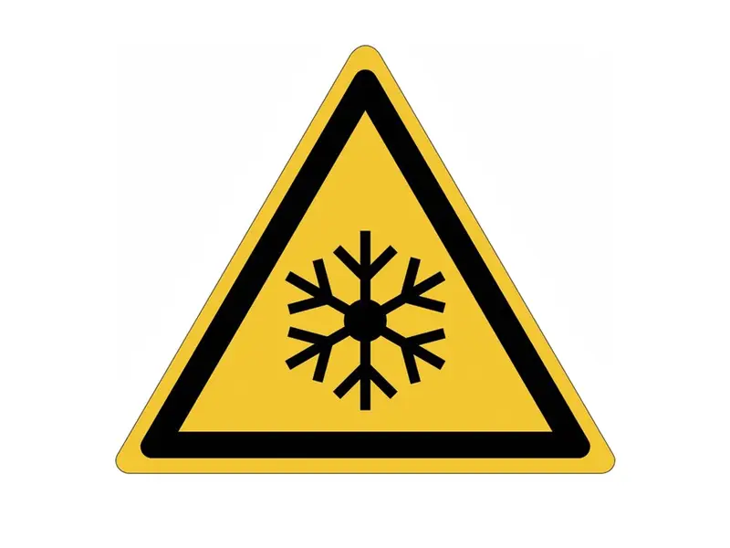 Sticker waarschuwing lage temperaturen W010 driehoek