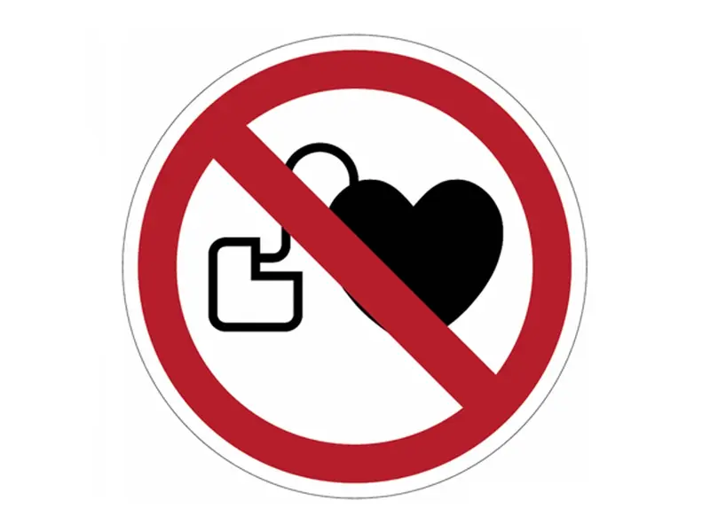 Sticker verboden voor personen met pacemaker P007 rond
