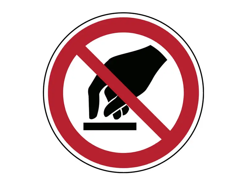 Sticker aanraken verboden P010 rond