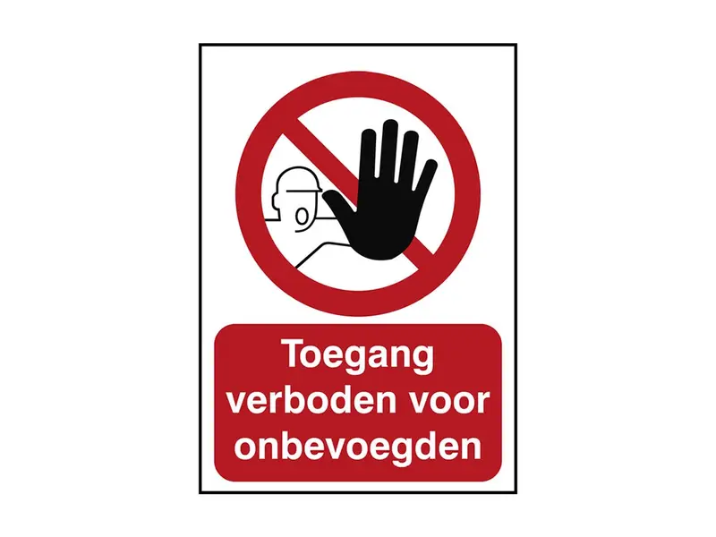 Sticker verboden toegang onbevoegden PIC 209N verticaal