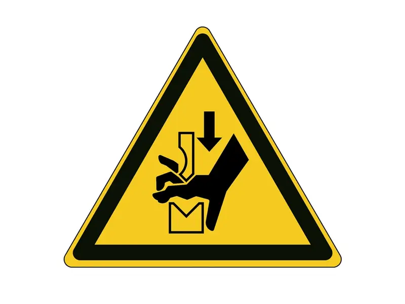 Sticker handverbrijzeling tussen buigbank W030