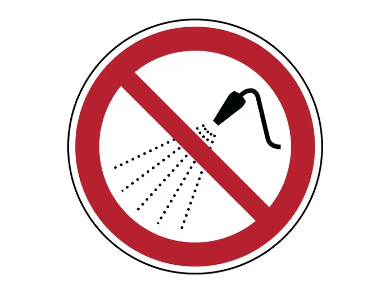 Sticker niet besproeien met water P016 B-862