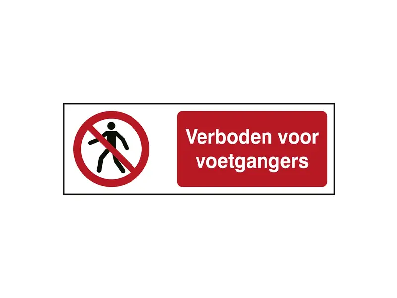 Sticker verboden voor voetgangers P004 B-862 horizontaal