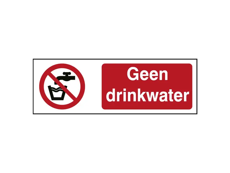 Brady sticker geen drinkwater P005 ToughWash B-862 detecteerbaar horizontaal