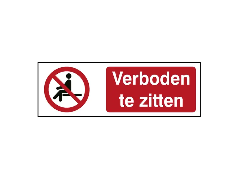 Sticker verboden te zitten P018 B-862 horizontaal