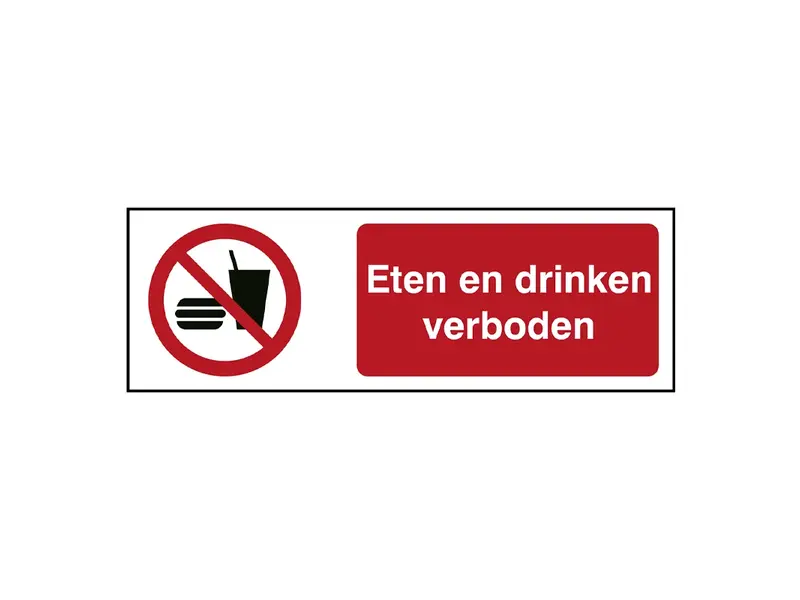 Sticker eten en drinken verboden P022 B-862 horizontaal