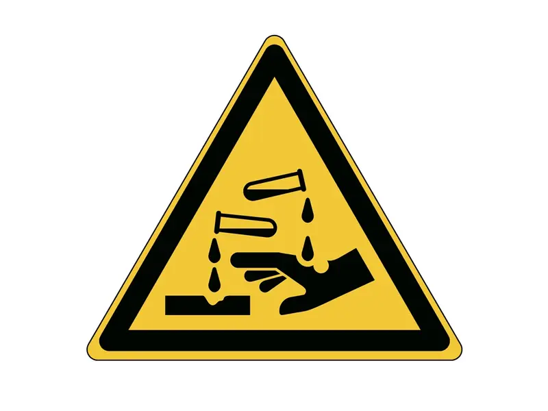 Sticker waarschuwing bijtende stoffen W023 B-863
