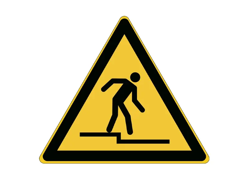 Sticker waarschuwing trede naar beneden W070 B-862