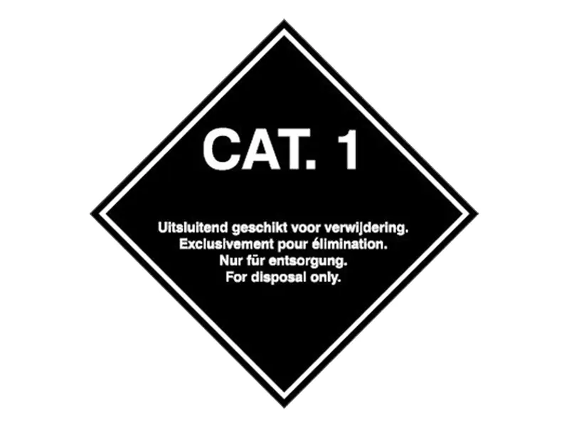 Brady sticker Cat.1 transport van dierlijke bijproducten 100x100 mm