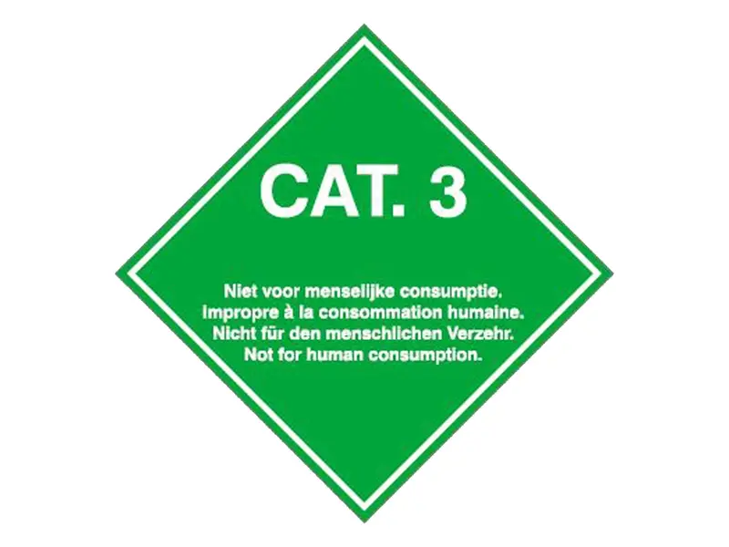 Brady sticker Cat.3 transport van dierlijke bijproducten 100x100 mm