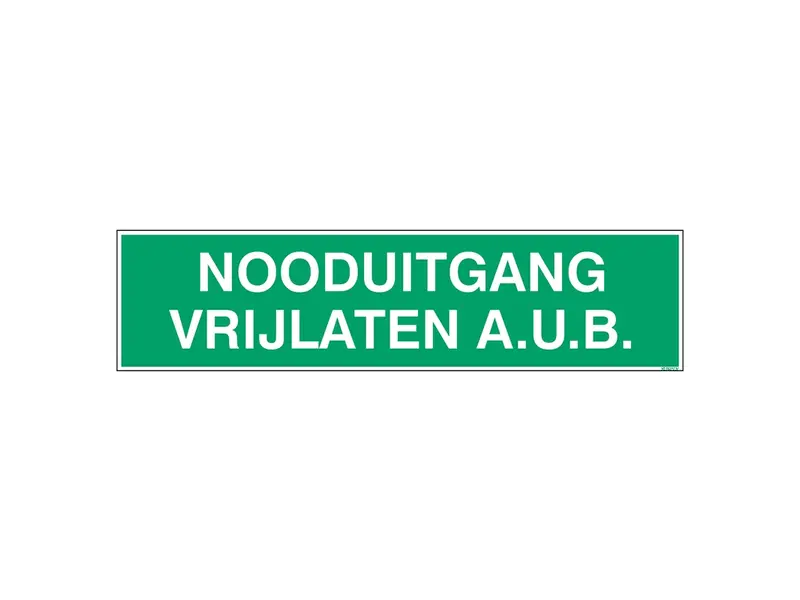 Brady bord Nooduitgang vrijlaten aub  STN 732 reddingspictogram 297x74 mm