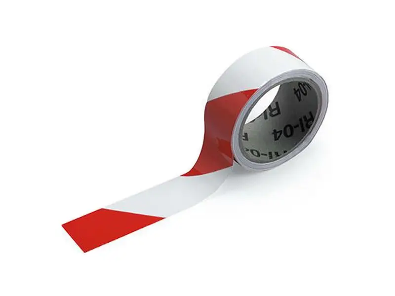 Waarschuwingstape zelfklevend PVC rood/wit
