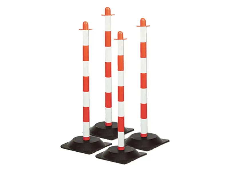 Rood witte waarschuwingspaal Brady 900 mm inclusief rubber voetstuk