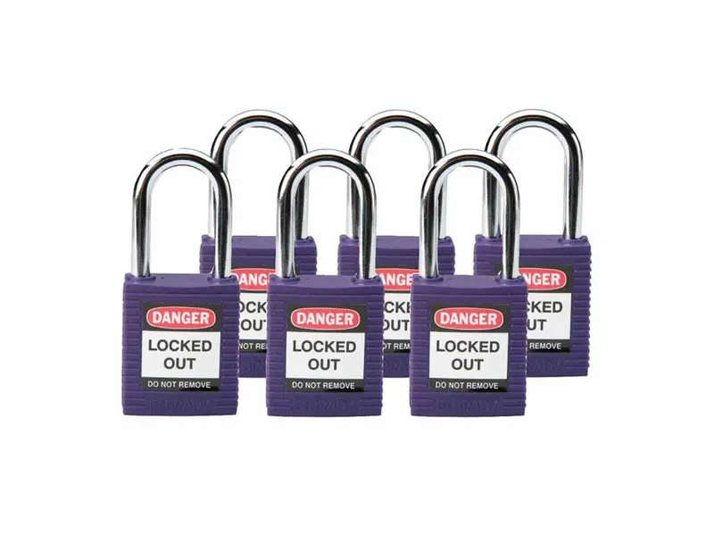Brady 813637 versterkt Nylon veiligheidssloten Danger Locked Out paars
