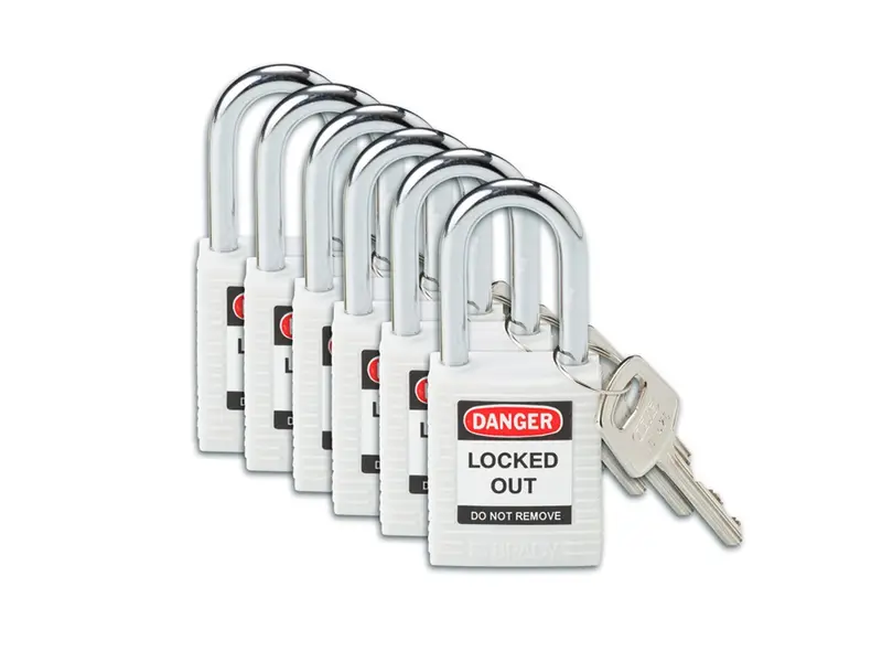 Brady 813638 versterkt Nylon veiligheidssloten Danger Locked Out wit