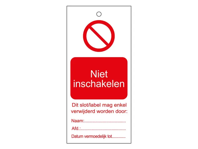 Waarschuwingtag niet inschakelen 75x160 mm