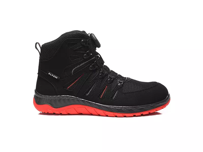 Elten Maddox Black-Red Mid veiligheidsschoen BOA-sluiting S3 SRC ESD