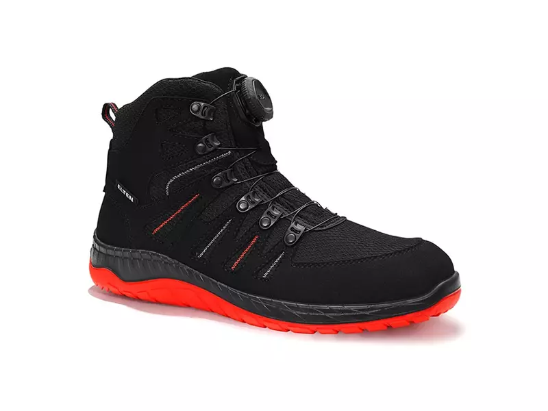 Elten Maddox Black-Red Mid veiligheidsschoen BOA-sluiting S3 SRC ESD