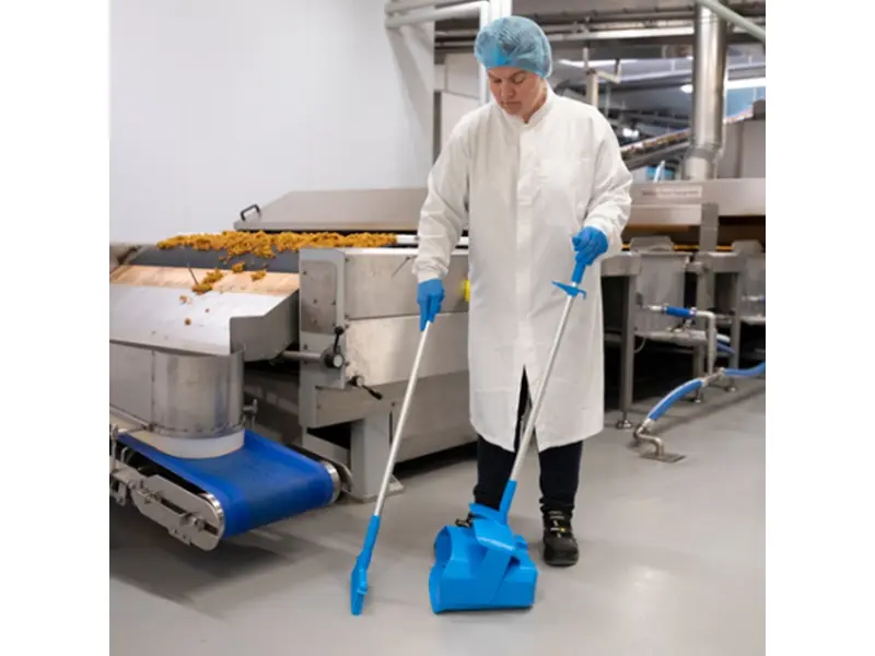 Vikan 56653 hygiënisch hotelstofblik met veger afsluitbaar 350 mm blauw
