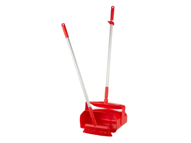 Vikan 56654 hygiënisch hotelstofblik met veger afsluitbaar 350 mm rood