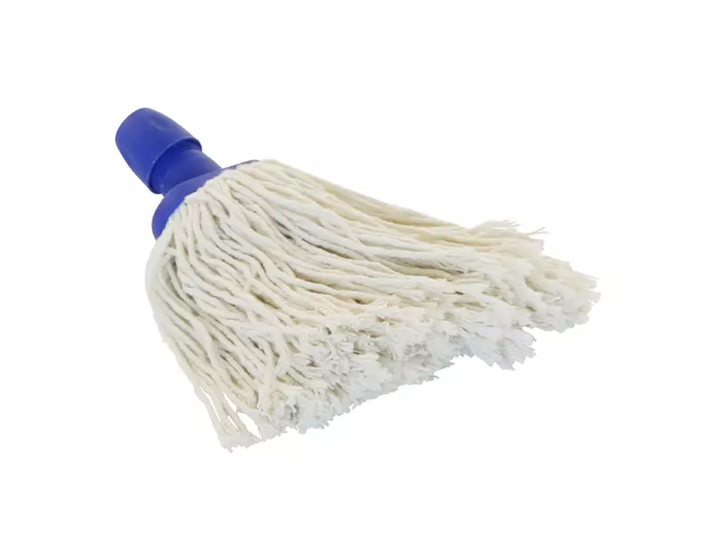 Spaanse mini-mop katoen met schroefdraadbevestiging 250 gr blauw