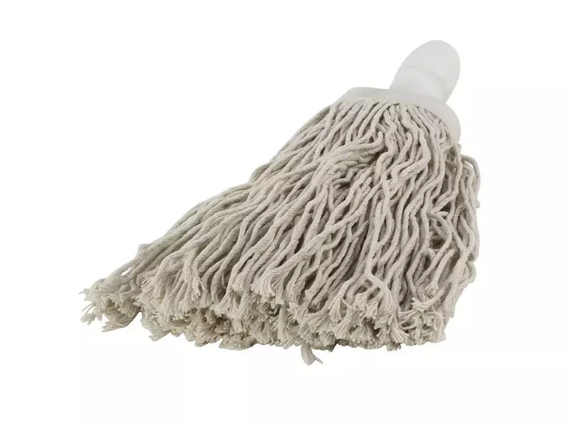 Spaanse mini-mop katoen met schroefdraadbevestiging 250 gr wit
