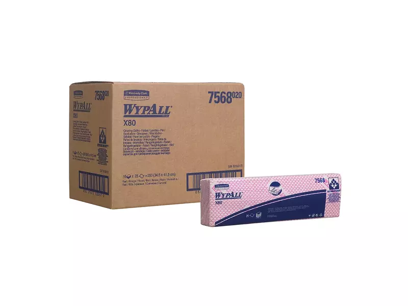 Kimberly-Clark WypAll X80 7568 poetsdoeken interfolded 410x330 mm rood