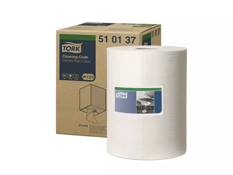 Tork poetsdoekrol Cleaning Combi rol 1-laags wit<linebreak>