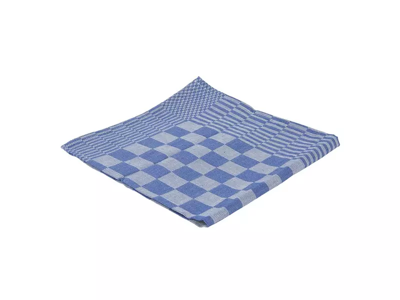 Theedoek geblokt 65x65 cm blauw